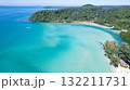 High aerial view of azure waters, white sandy beaches and rich forest nature on Koh Kood in Thailand.soft focus 132211731