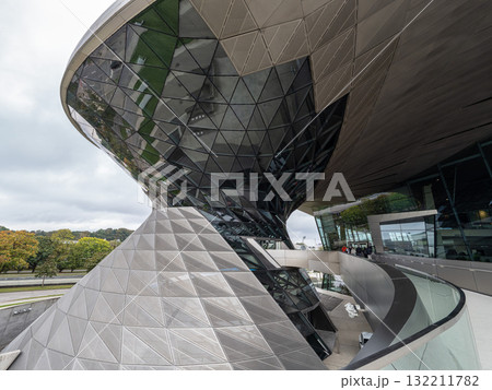 Facade of BMW Welt, a combined exhibition, delivery, adventure m 132211782