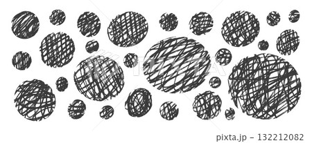 Scribble hand drawn circle and ovals forms scribble set. Polka dots handmade marker black shapes. Doodle balls of yarns. Vector round figures collection illustration isolated on white background Scribble hand drawn circle and ovals forms scribble set. Polka dots handmade marker black shapes. Doodle balls of yarns. Vector round figures collection illustration isolated on white background 132212082