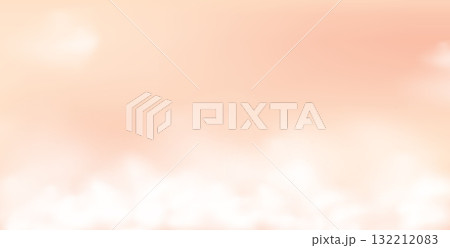 Creamy peach pink sky with light clouds. Gentle gradient creates a peaceful and warm atmosphere. Vector warm summer background for elegant designs Creamy peach pink sky with light clouds. Gentle gradient creates a peaceful and warm atmosphere. Vector warm summer background for elegant designs 132212083