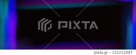 Old film blue light leaks frame texture. Distressed retro photo purple burn effect. Movie neon filter overlay frame. Blurry bright uv gradient with dust, scratches spots. Rectangle border blue light 132212087