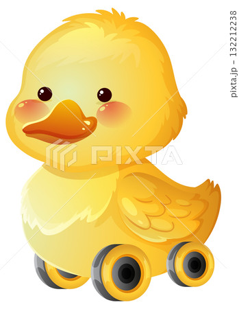 Cute Yellow Duck Toy on Wheels Vector Illustration Cute Yellow Duck Toy on Wheels Vector Illustration 132212238
