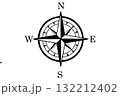 黒色の方位磁針　背景透過 132212402