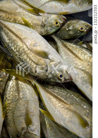 A Vibrant Fresh Fish Display at the Local Market, Showcasing Various Seafood Options 132212503