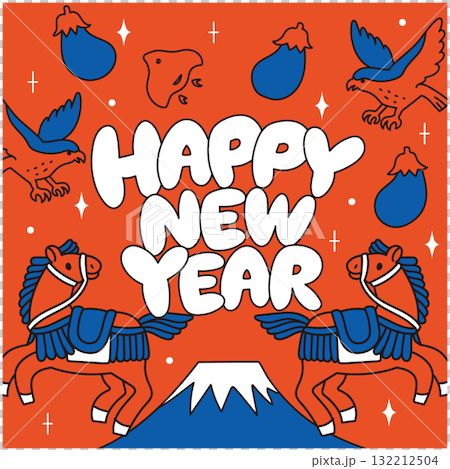 2026年馬年の年賀状バナー 2026年馬年の年賀状バナー 132212504