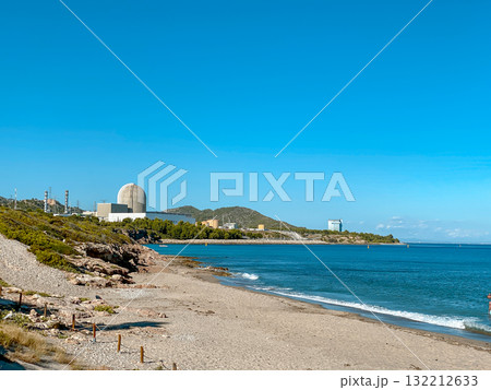 La Almadrava beach with Vandellos II plant, Spain La Almadrava beach with Vandellos II plant, Spain 132212633