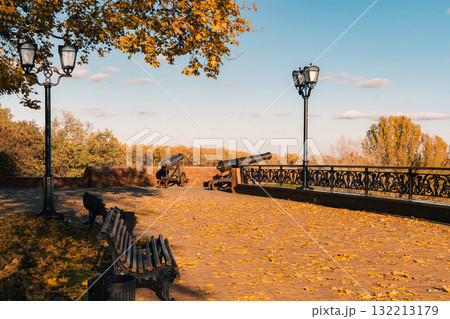 Heritage and Autumn: Cannons on Scenic Park Promenade Heritage and Autumn: Cannons on Scenic Park Promenade 132213179
