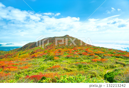 福島県西郷村　秋の紅葉に染まる赤面山 132213242