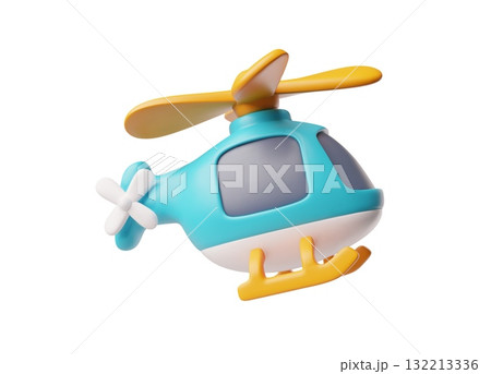 3D helicopter icon, in flight, two propellers, blue and orange color, air transport. 3D helicopter icon, in flight, two propellers, blue and orange color, air transport. 132213336