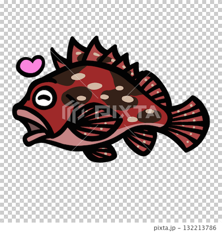 シンプルなよろこぶカサゴのイラスト 132213786