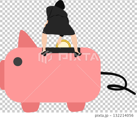 Illustration of a businesswoman saving money Illustration of a businesswoman saving money 132214056