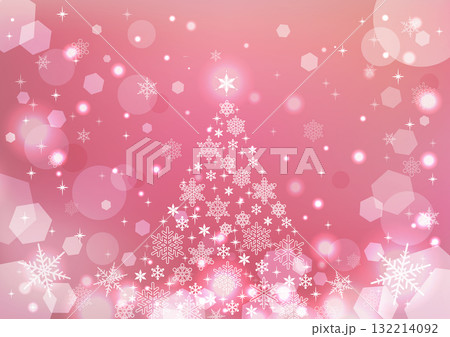 雪の結晶の可愛いクリスマスツリーの背景ピンク 雪の結晶の可愛いクリスマスツリーの背景ピンク 132214092