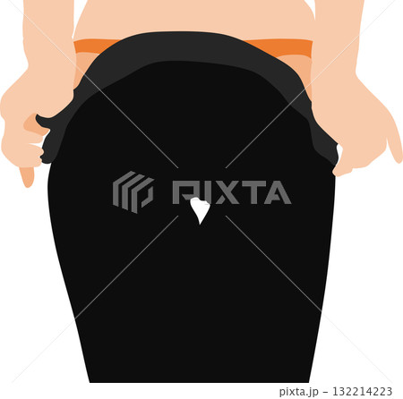 ストッキングを脱いでいる女性の足のイラスト	 132214223