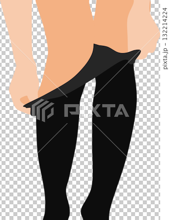 ストッキングを脱いでいる女性の足のイラスト ストッキングを脱いでいる女性の足のイラスト 132214224