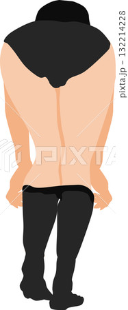 ストッキングを脱いでいる女性の足のイラスト	 132214228