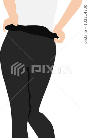 ストッキングを脱いでいる女性の足のイラスト	 132214230