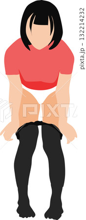 ストッキングを脱いでいる女性の足のイラスト	 132214232