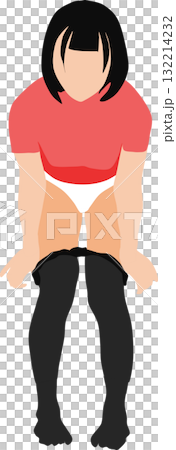 ストッキングを脱いでいる女性の足のイラスト	 132214232