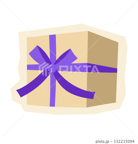 Illustration of gift box. Craft present for celebration, discount or promotion. 132215094