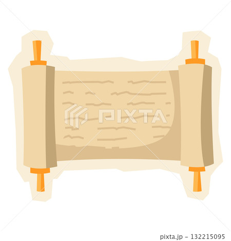 Happy Hanukkah Torah scroll sticker. Holiday icon in cartoon style. 132215095