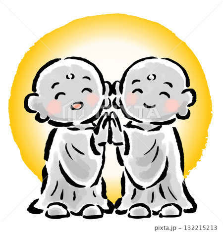 二人で手を合わせて合掌する双子のお地蔵さん 二人で手を合わせて合掌する双子のお地蔵さん 132215213