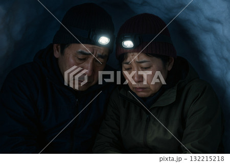 ビバーク 雪洞 冬山 ビバーク 雪洞 冬山 132215218