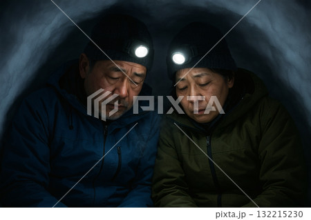 ビバーク 雪洞 冬山 ビバーク 雪洞 冬山 132215230