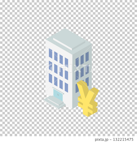 等距稅務局、銀行和金融機構向量插圖（日圓標記、商業、經濟） 132215475