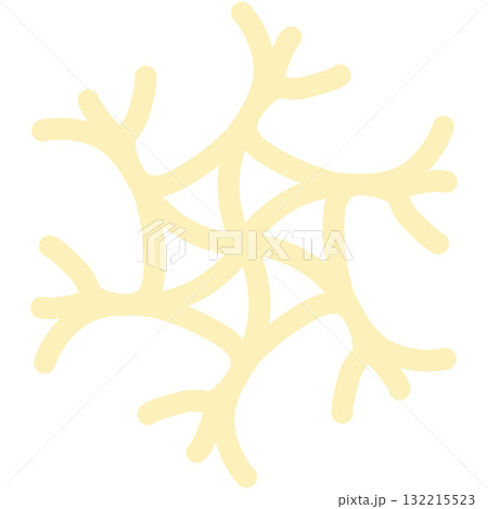 薄い黄色の独特な形の雪の結晶 132215523