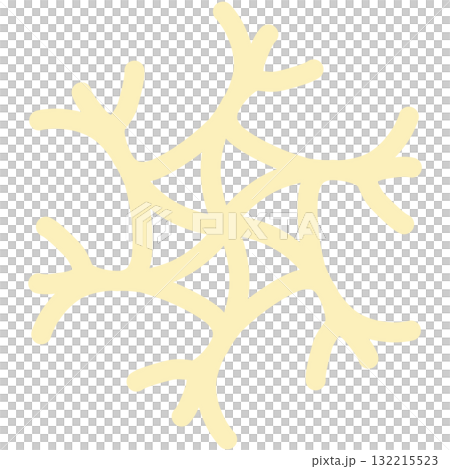 薄い黄色の独特な形の雪の結晶 132215523