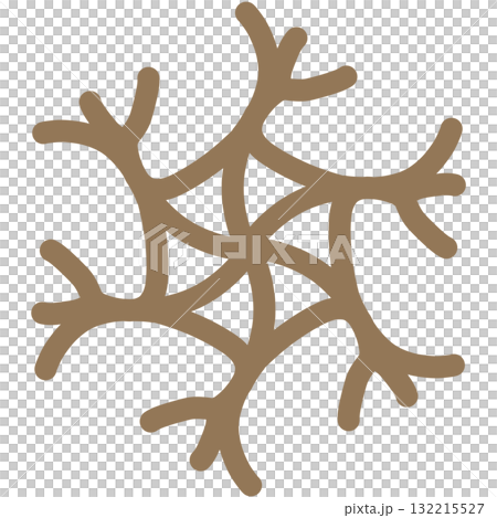 薄い茶色の独特な形の雪の結晶 132215527