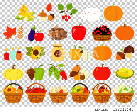 いろいろな野菜やフルーツの詰め合わせ 132215549