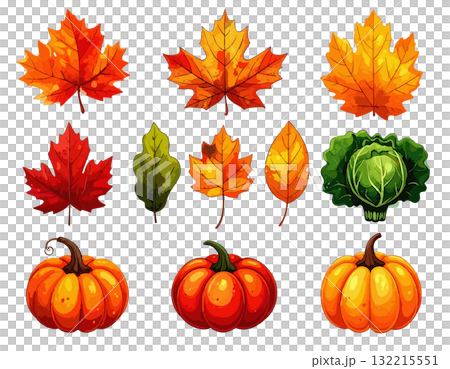 各種秋葉和南瓜 132215551