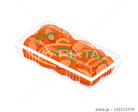 フードパックに入れたナポリタンのイラスト 132215574