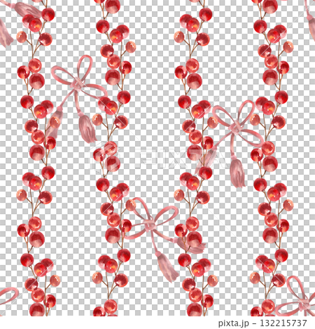 Red berries and Chinese lucky knots watercolor seamless pattern. Spring festival and lunar New Year festive background for seasonal textile, fabric design Red berries and Chinese lucky knots watercolor seamless pattern. Spring festival and lunar New Year festive background for seasonal textile, fabric design 132215737