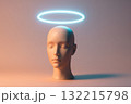 ネオンの光輪を持つマネキンの頭部 132215798