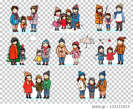 Illustration set of children enjoying winter 132215815