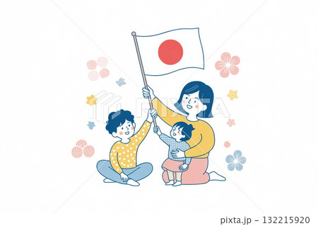 国旗を掲げる 建国記念日イメージ 国旗を掲げる 建国記念日イメージ 132215920