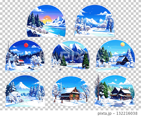 雪の積もった山の景色イラスト 132216038