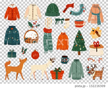 可愛的冬季手繪聖誕插畫集 可愛的冬季手繪聖誕插畫集 132216309