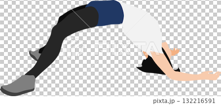 Illustration of a woman on a diet (stretching) Illustration of a woman on a diet (stretching) 132216591