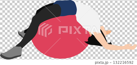 Illustration of a woman on a diet (stretching) Illustration of a woman on a diet (stretching) 132216592