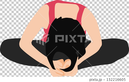 Illustration of a woman on a diet (stretching) 132216605