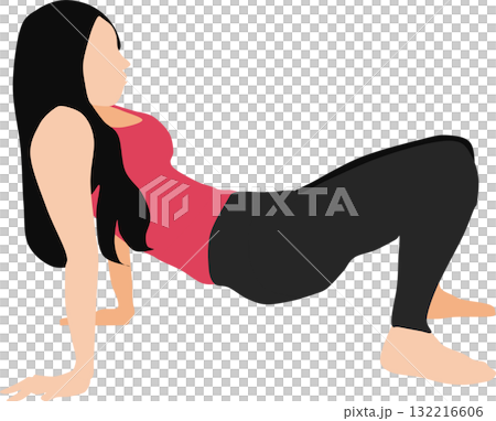 Illustration of a woman on a diet (stretching) Illustration of a woman on a diet (stretching) 132216606