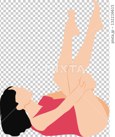 Illustration of a woman on a diet (stretching) 132216615