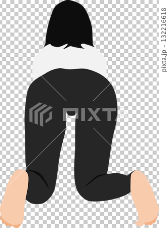 ダイエットする女性のイラスト(ストレッチ)	 132216618