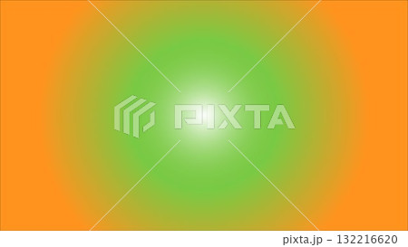 Radiant Green Halo Over Orange Background With Soft Center Light, Abstract Gradient Design 132216620
