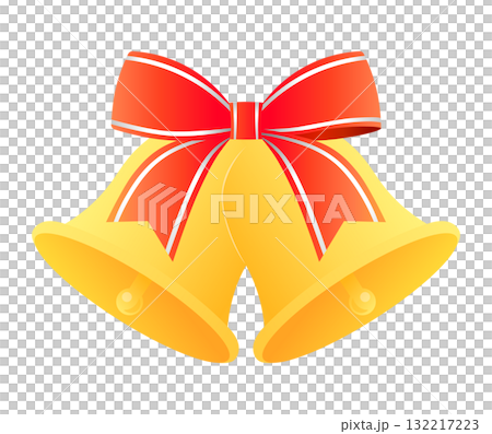 Vector illustration of a bell with a red ribbon_Christmas and winter material 132217223