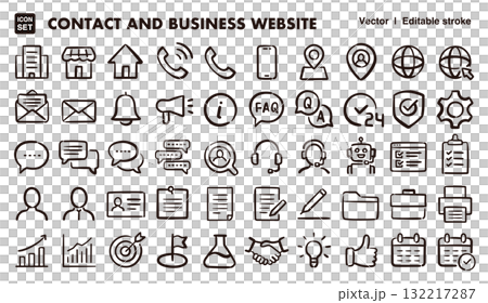 為商業網站設定的手繪圖示插圖。 EPS 版本可編輯以變更線條粗細等。 132217287