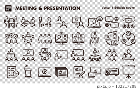 Hand-drawn icon illustration set for meetings, conferences, and presentations. EPS version can be edited to change line thickness, etc. Hand-drawn icon illustration set for meetings, conferences, and presentations. EPS version can be edited to change line thickness, etc. 132217289